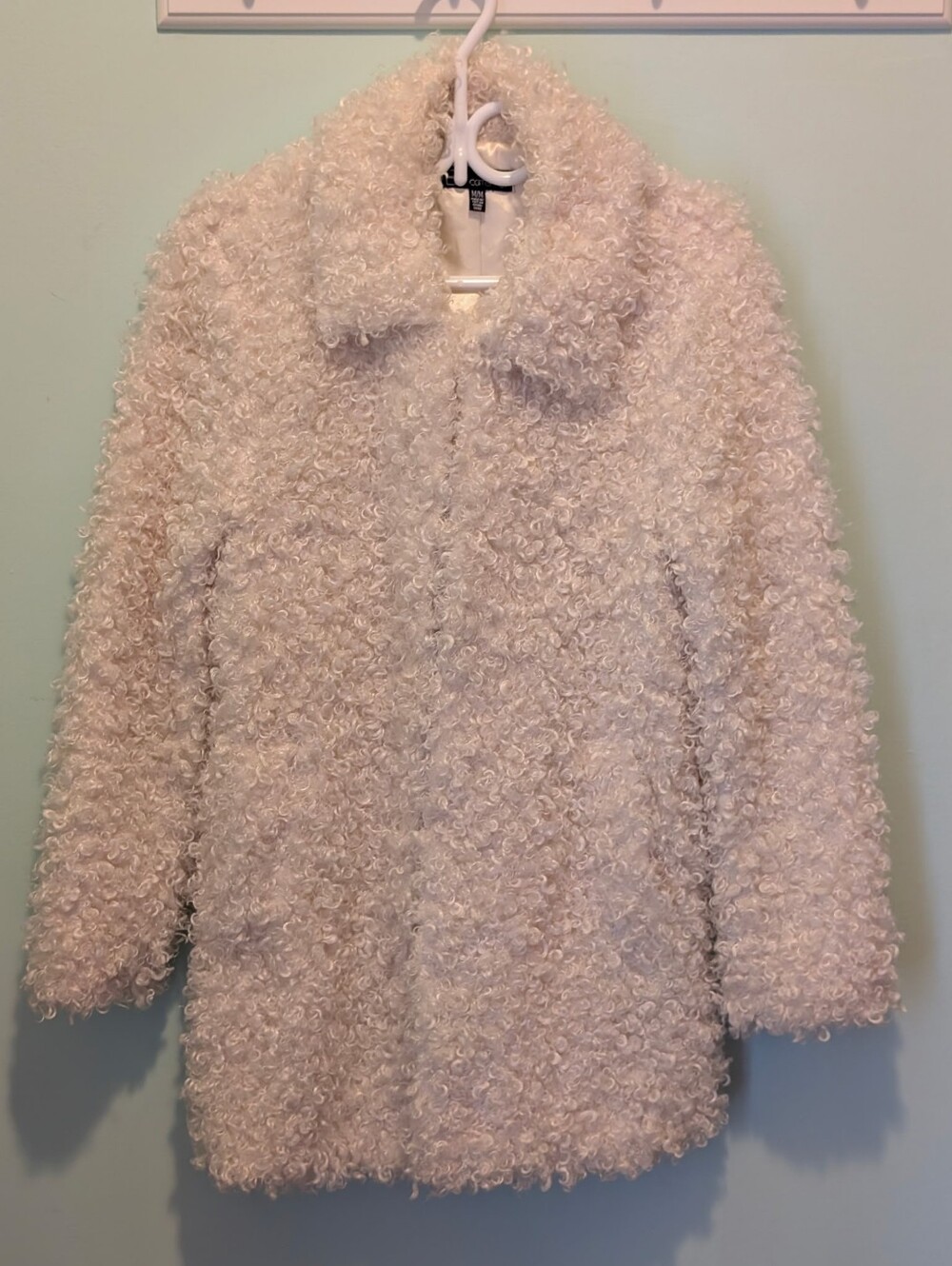 Carré Noir Curly Faux Fur Statement Poodle Coat/ Jacket Cream